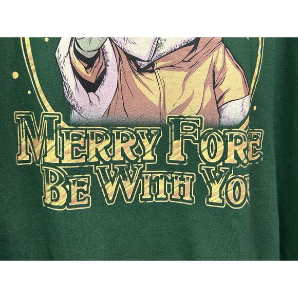 Star Wars Sweatshirt Mens 2XL‎ Merry Force Be With You Holiday Christmas Yoda - Picture 2 of 6